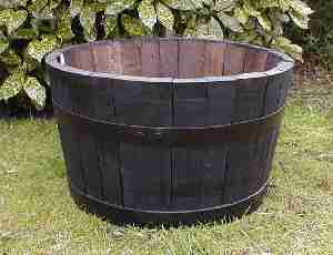 24 inch dark oak tub planter