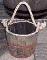rope handled wooden bucket