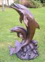 bronze dolphin fountain from side