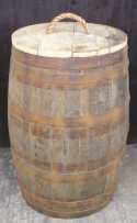 rustic wooden barrel bins