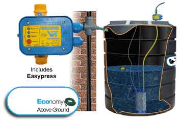rainwater harvesting system with surface tank